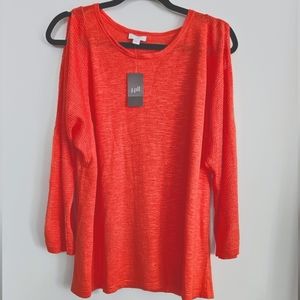 J Jill XL Womens Split Sleeve Linen Blend Sweater New With Tags Zinnia O…